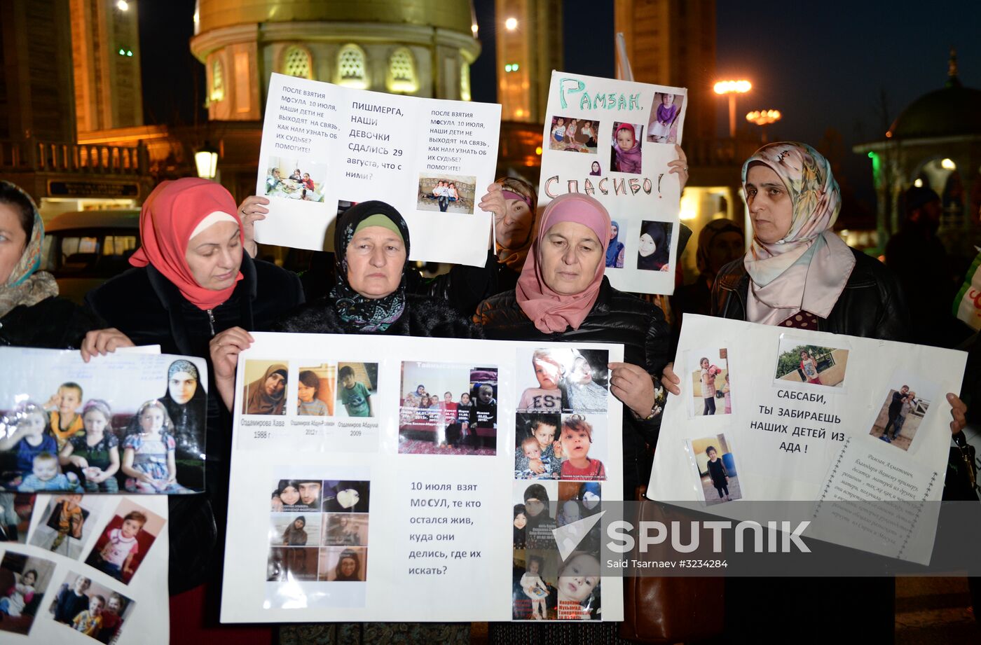 Welcoming Russian children, rescued in Syria, at Grozny Airport