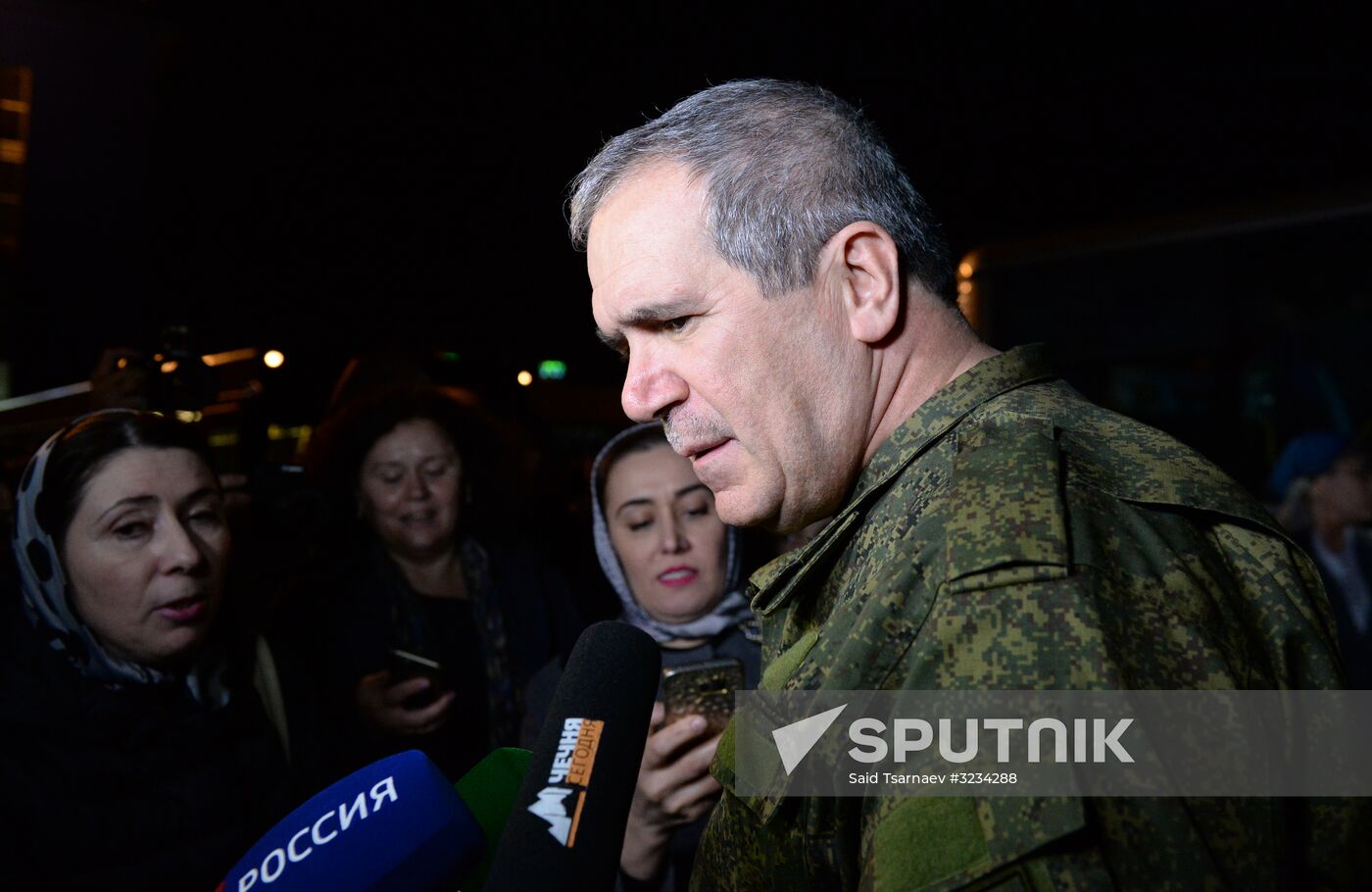 Welcoming Russian children, rescued in Syria, at Grozny Airport