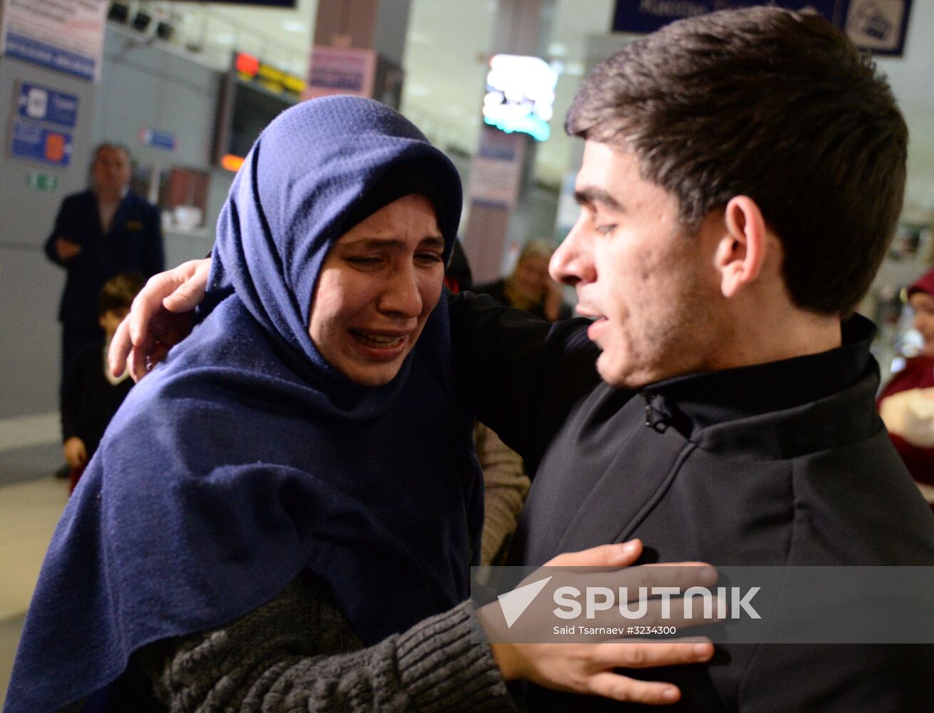 Welcoming Russian children, rescued in Syria, at Grozny Airport