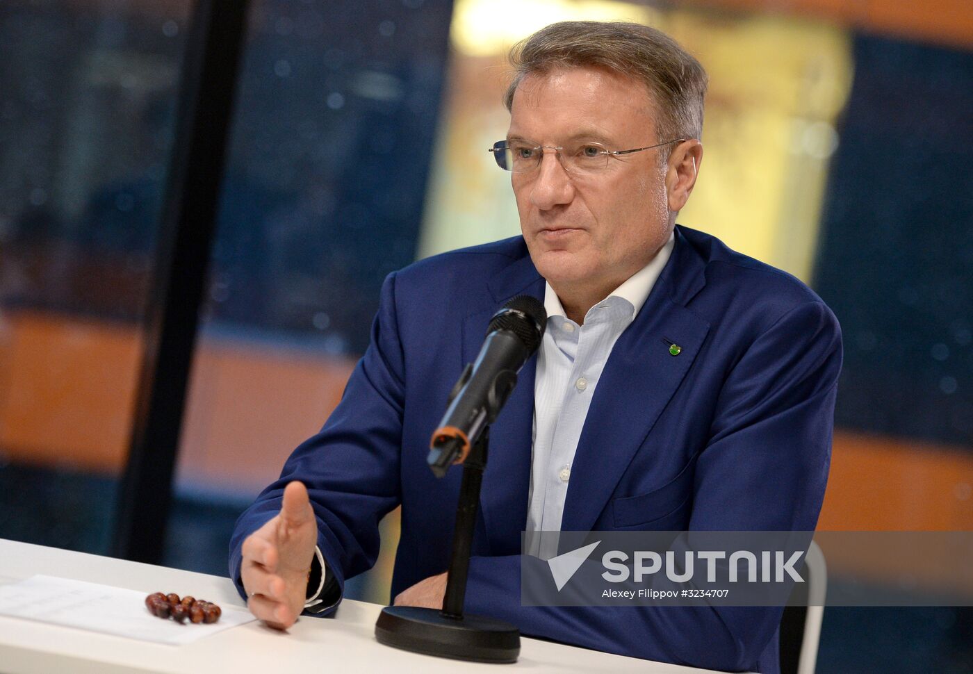 German Gref's media scrum following meeting of Sberbank Supervisory Board