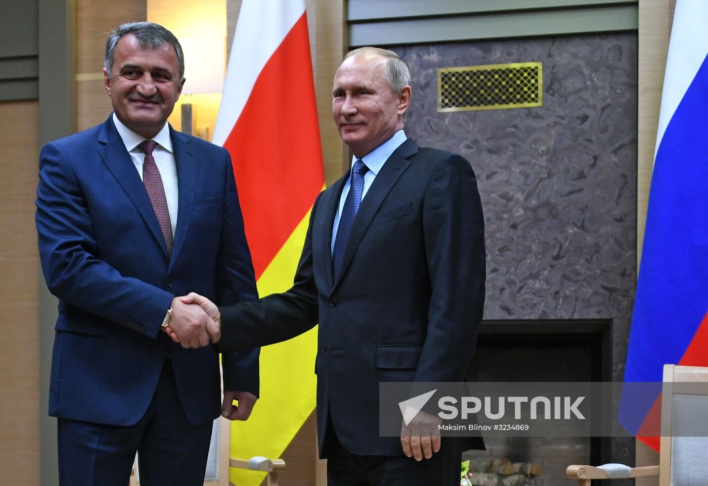 Russian President Vladimir Putin meets with President of South Ossetia Anatoly Bibilov
