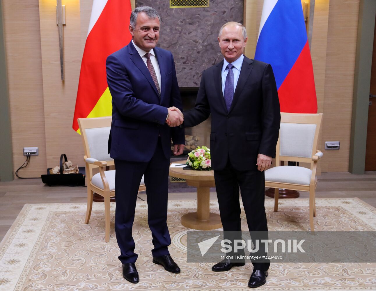 Russian President Vladimir Putin meets with President of South Ossetia Anatoly Bibilov