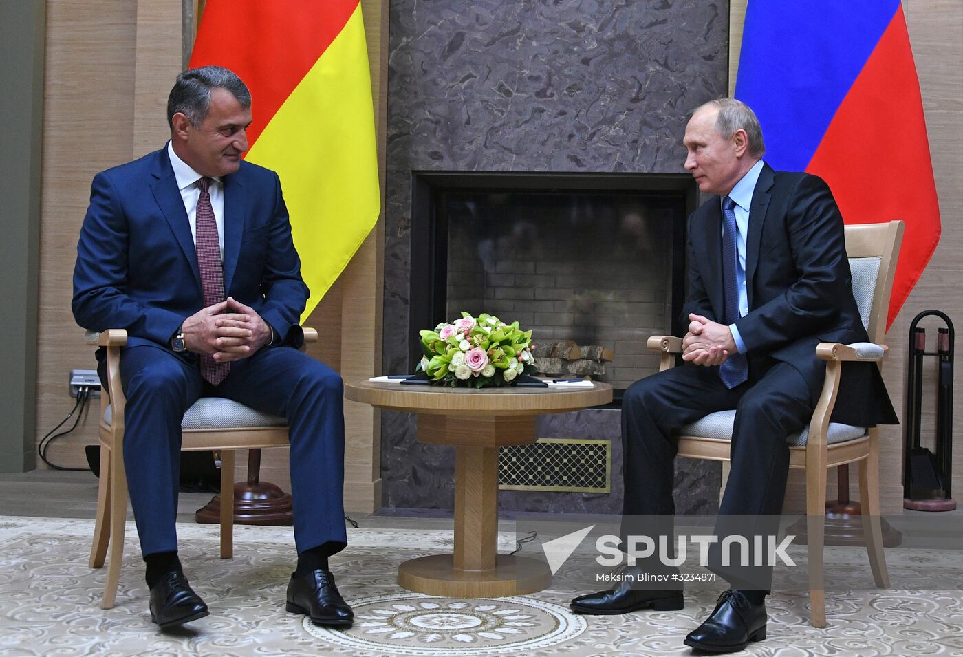 Russian President Vladimir Putin meets with President of South Ossetia Anatoly Bibilov