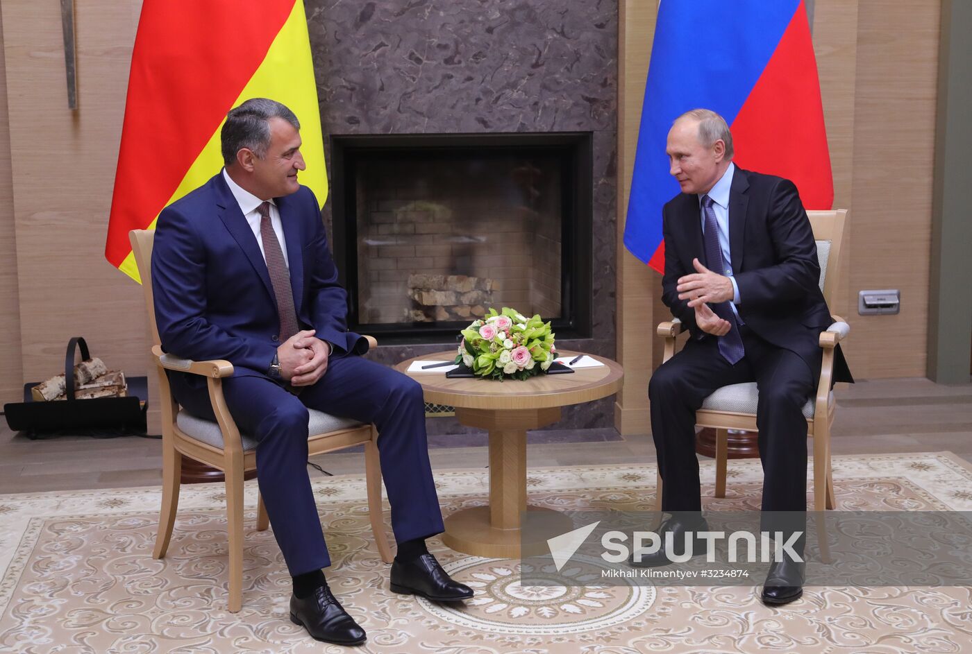 Russian President Vladimir Putin meets with President of South Ossetia Anatoly Bibilov