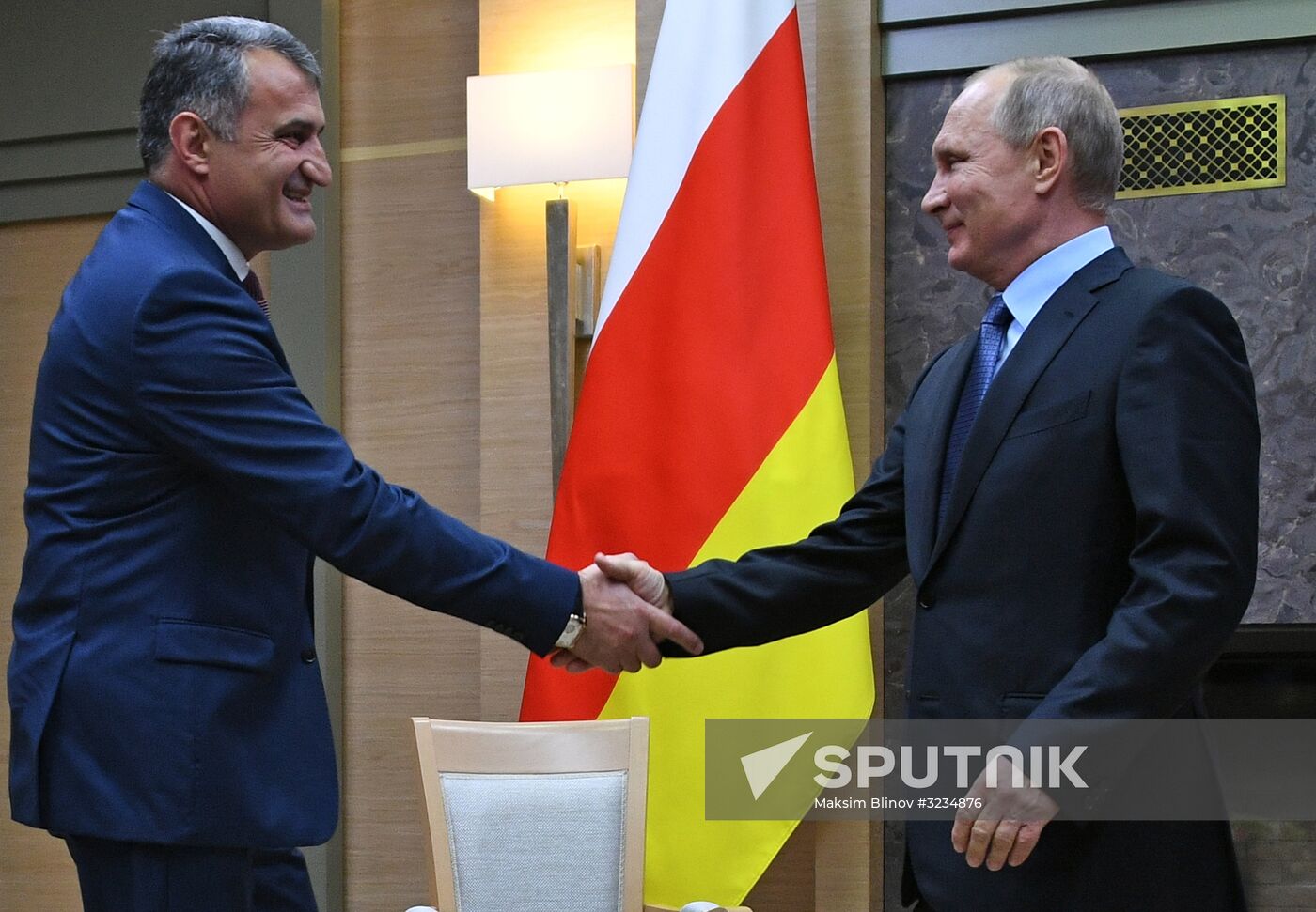 Russian President Vladimir Putin meets with President of South Ossetia Anatoly Bibilov