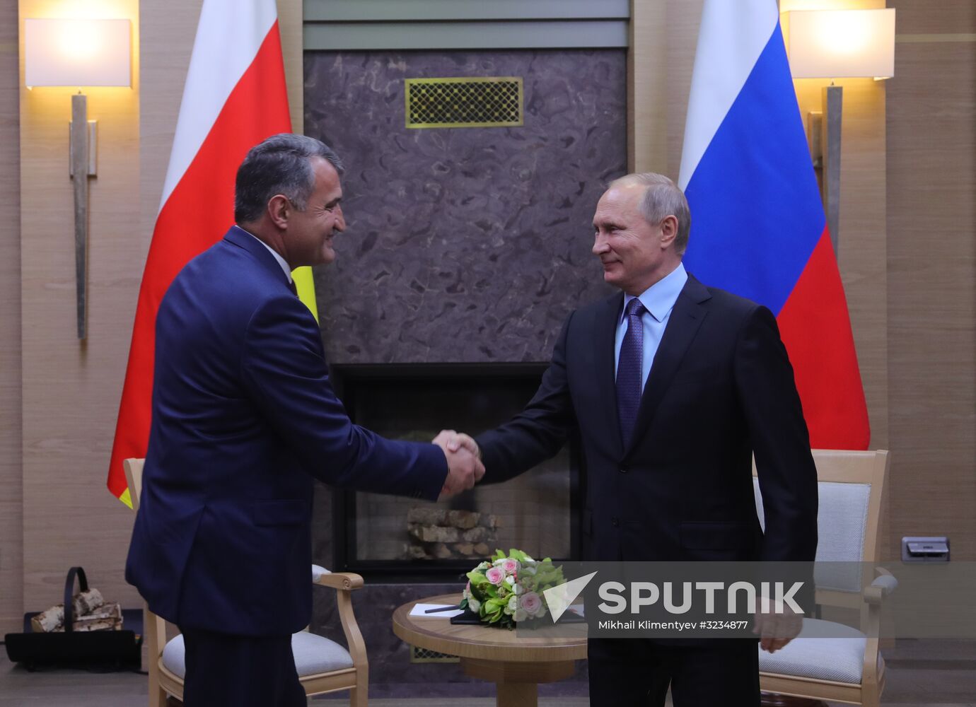 Russian President Vladimir Putin meets with President of South Ossetia Anatoly Bibilov