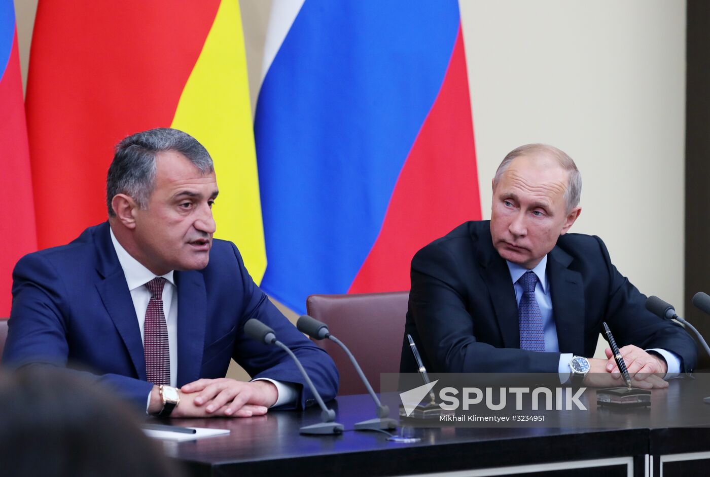 Russian President Vladimir Putin meets with President of South Ossetia Anatoly Bibilov