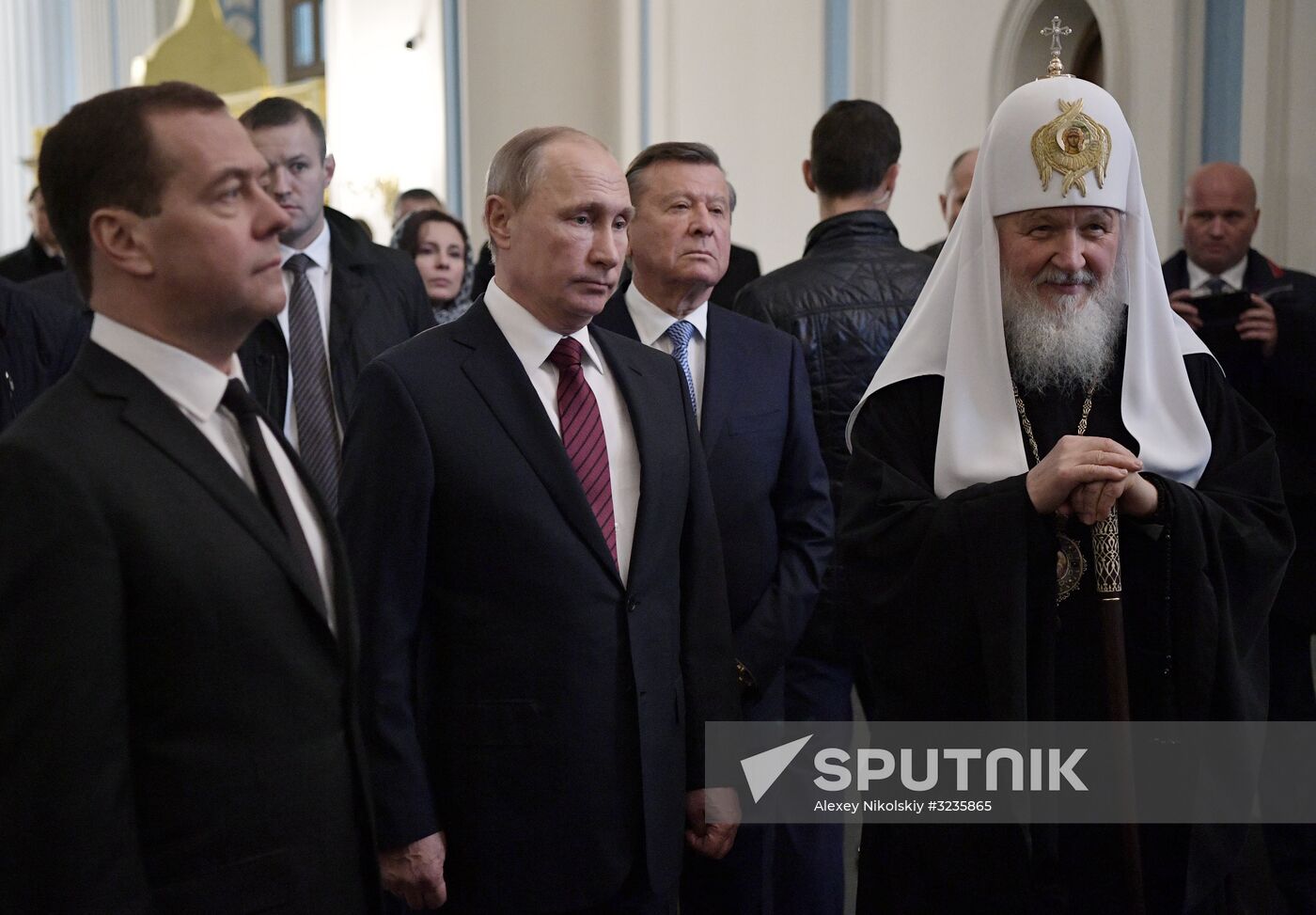 Russian President Vladimir Putin and Prime Minister Dmitry Medvedev New Jerusalem Monastery