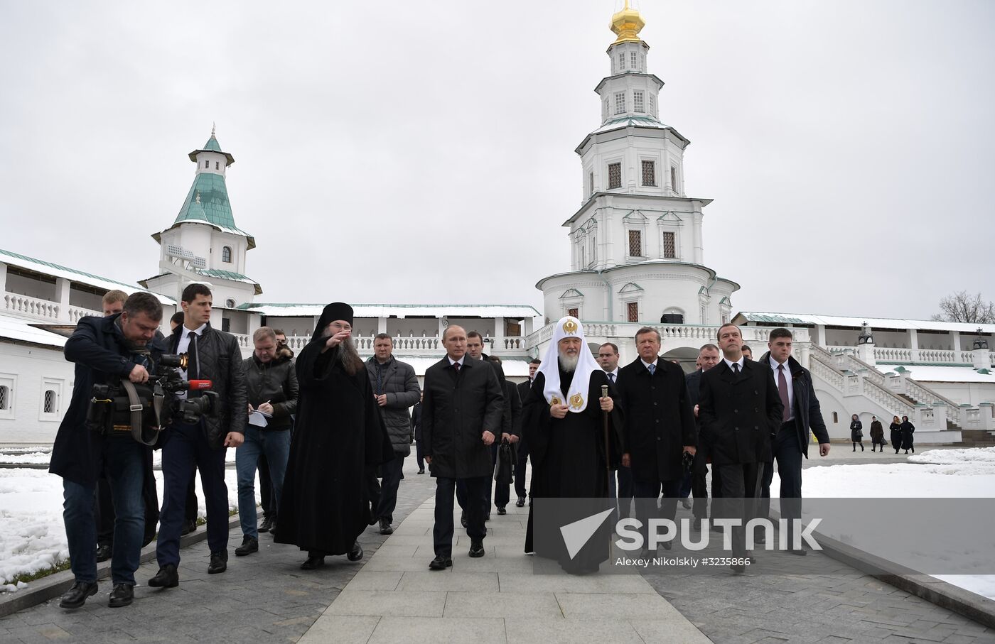 Russian President Vladimir Putin and Prime Minister Dmitry Medvedev New Jerusalem Monastery