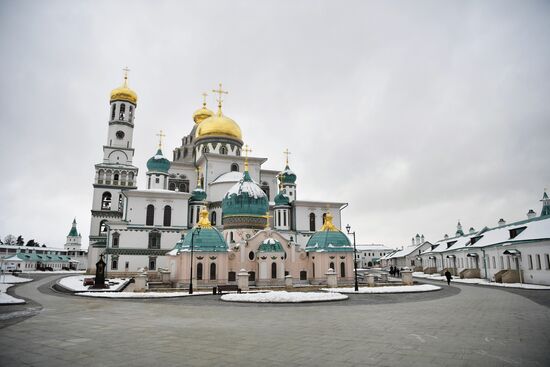 Russian President Vladimir Putin and Prime Minister Dmitry Medvedev New Jerusalem Monastery