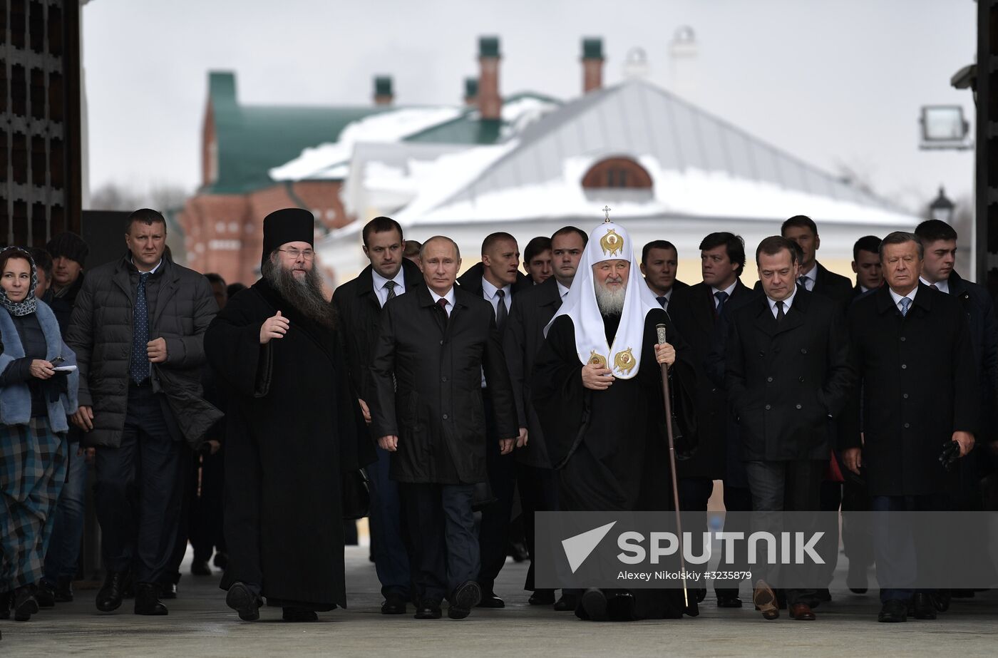 Russian President Vladimir Putin and Prime Minister Dmitry Medvedev New Jerusalem Monastery