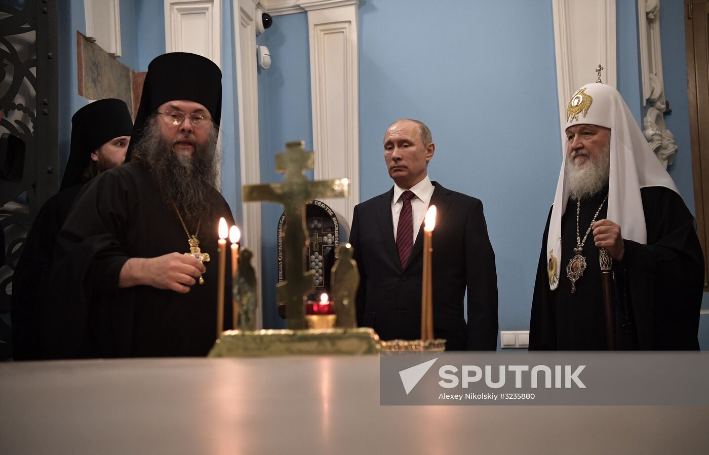 Russian President Vladimir Putin and Prime Minister Dmitry Medvedev New Jerusalem Monastery