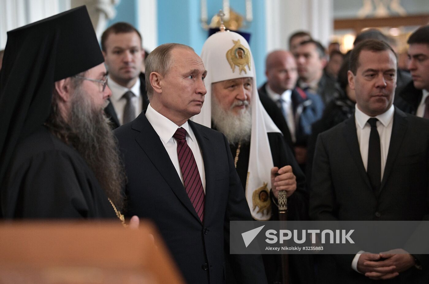 Russian President Vladimir Putin and Prime Minister Dmitry Medvedev New Jerusalem Monastery