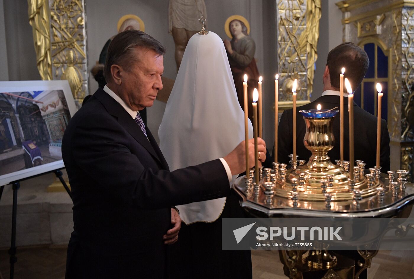 Russian President Vladimir Putin and Prime Minister Dmitry Medvedev New Jerusalem Monastery