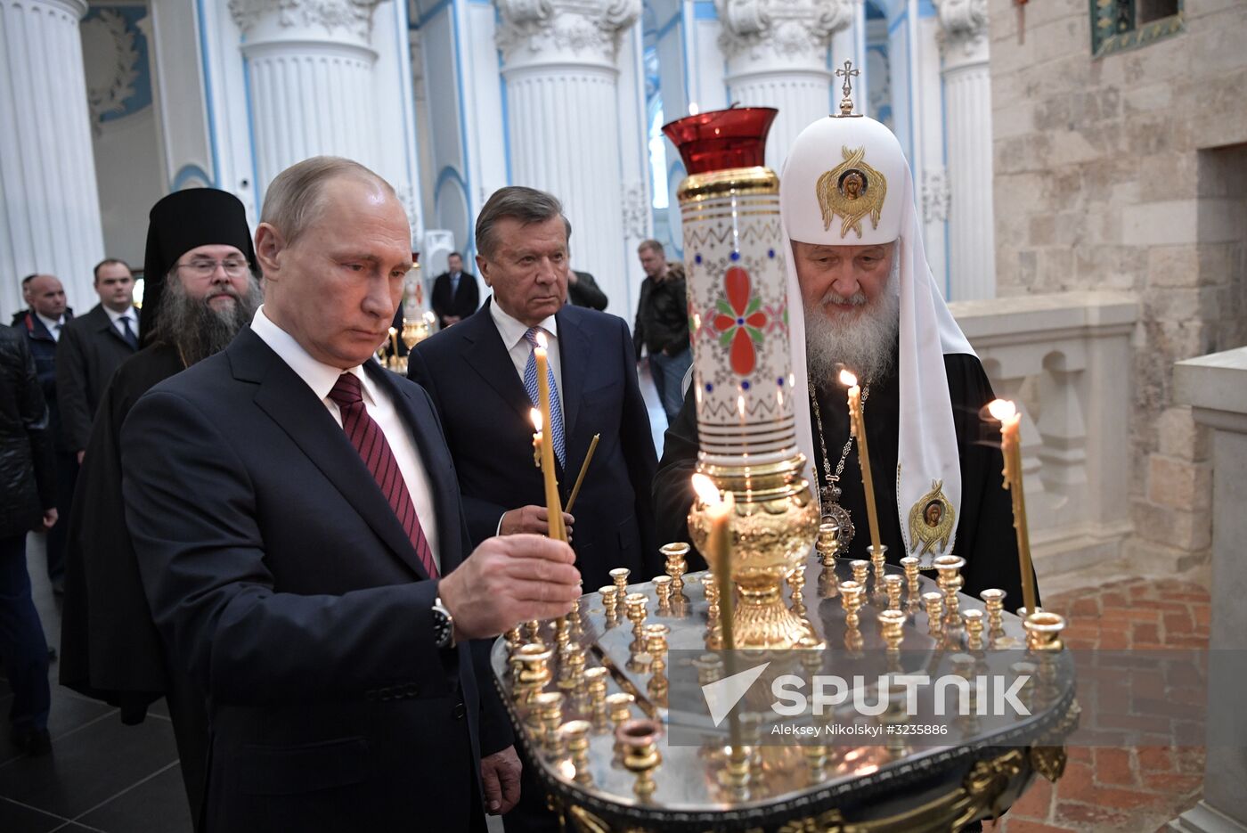 Russian President Vladimir Putin and Prime Minister Dmitry Medvedev New Jerusalem Monastery