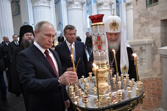 Russian President Vladimir Putin and Prime Minister Dmitry Medvedev New Jerusalem Monastery