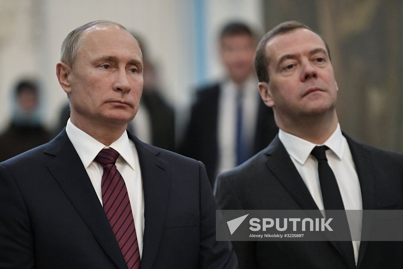 Russian President Vladimir Putin and Prime Minister Dmitry Medvedev New Jerusalem Monastery