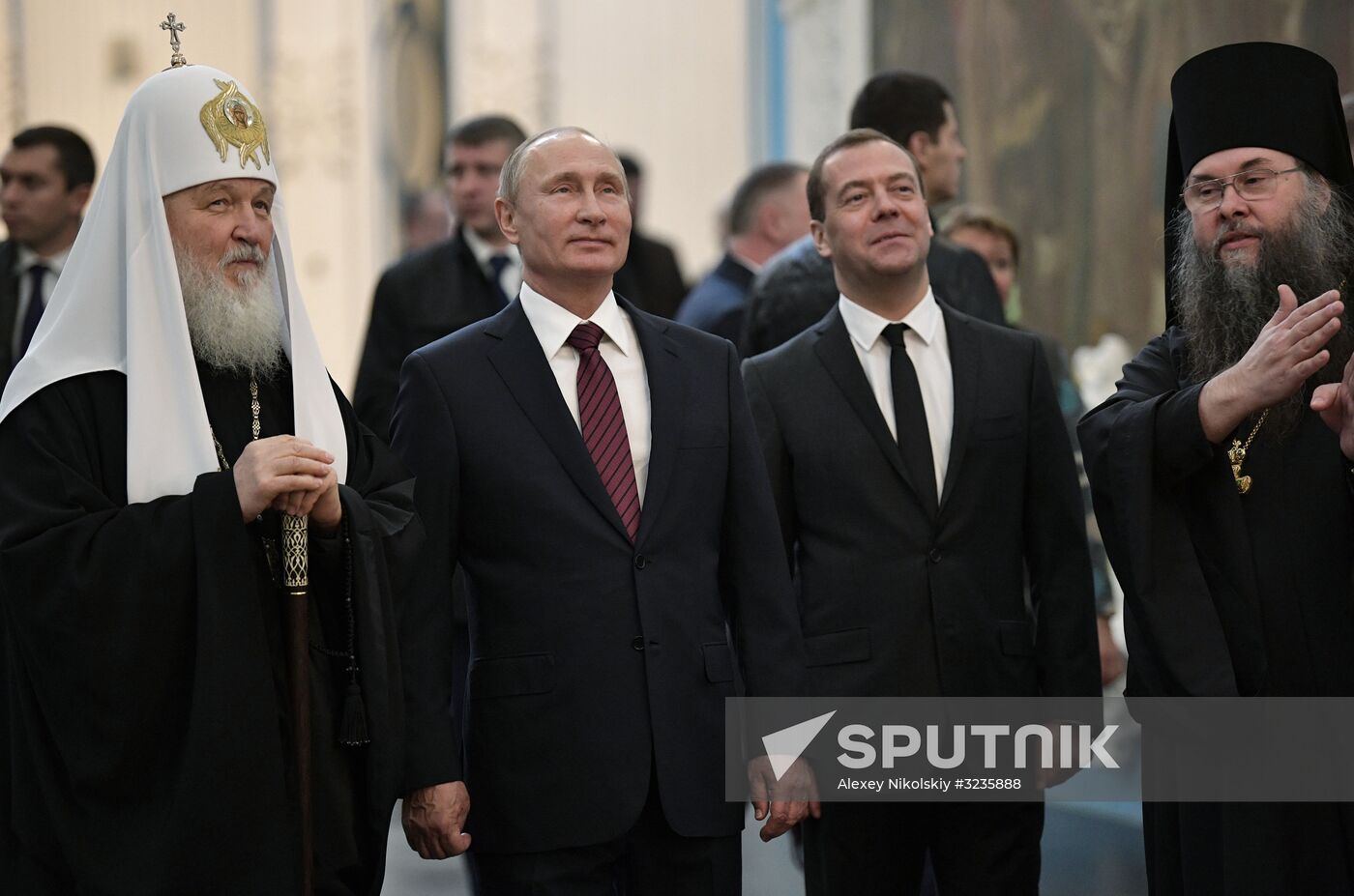 Russian President Vladimir Putin and Prime Minister Dmitry Medvedev New Jerusalem Monastery