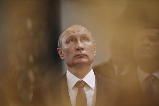 Russian President Vladimir Putin and Prime Minister Dmitry Medvedev New Jerusalem Monastery