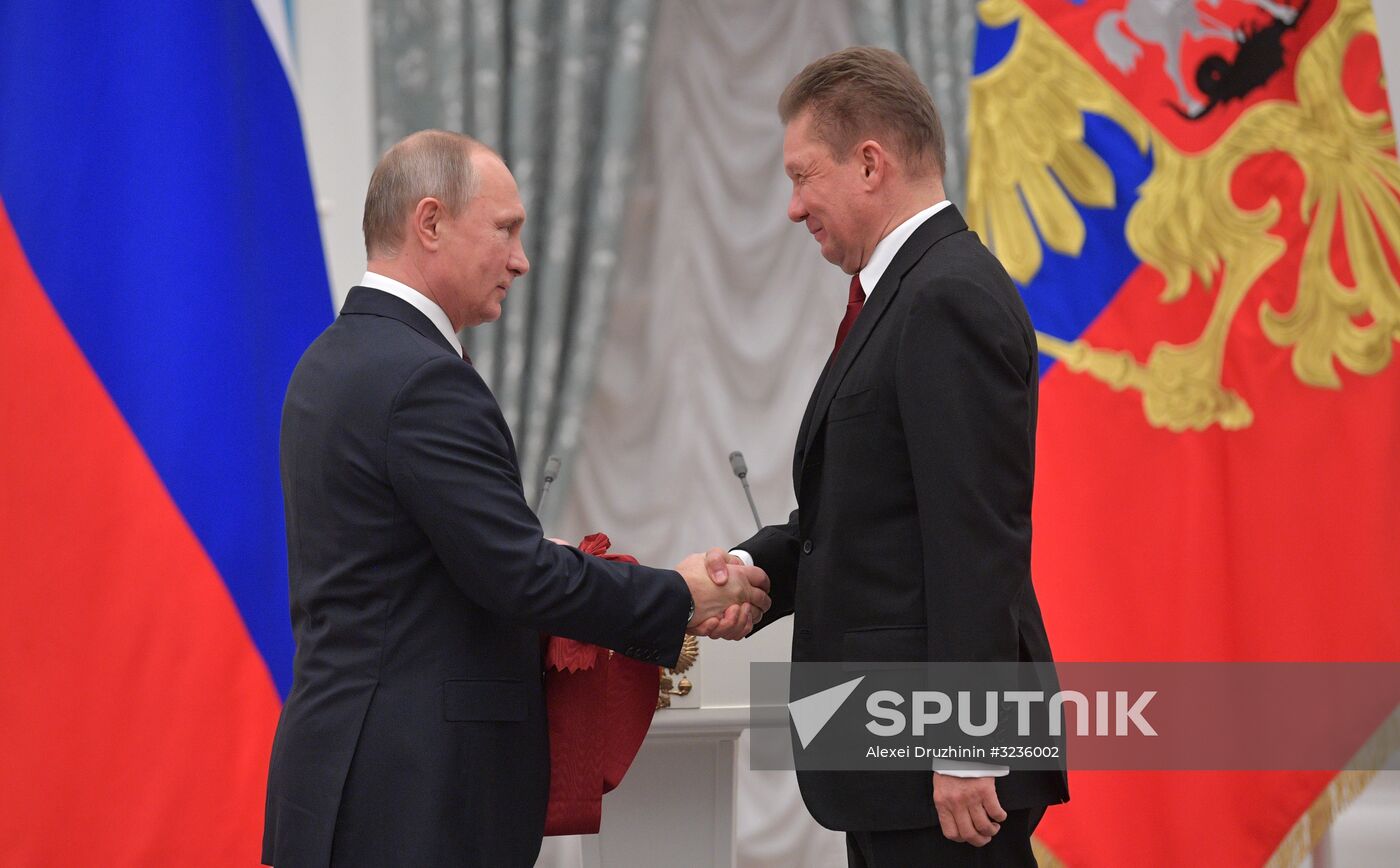 President Vladimir Putin presents state awards in Kremlin