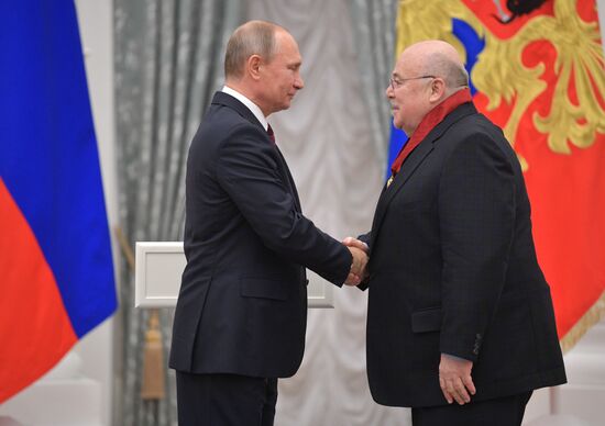 President Vladimir Putin presents state awards at the Kremlin