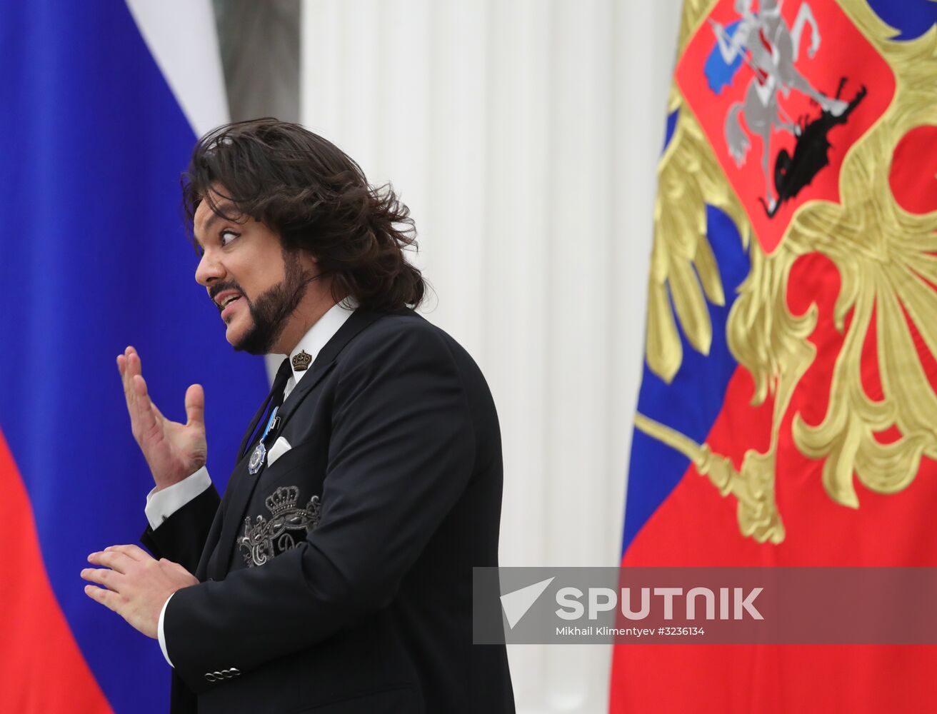 President Vladimir Putin presents state awards at the Kremlin