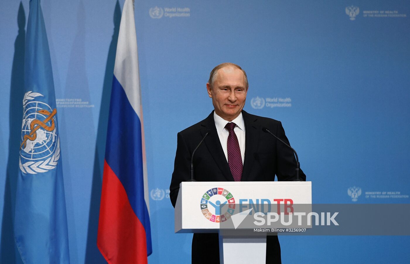 Russian President Vladimir Putin attends WHO Global Ministerial Conference