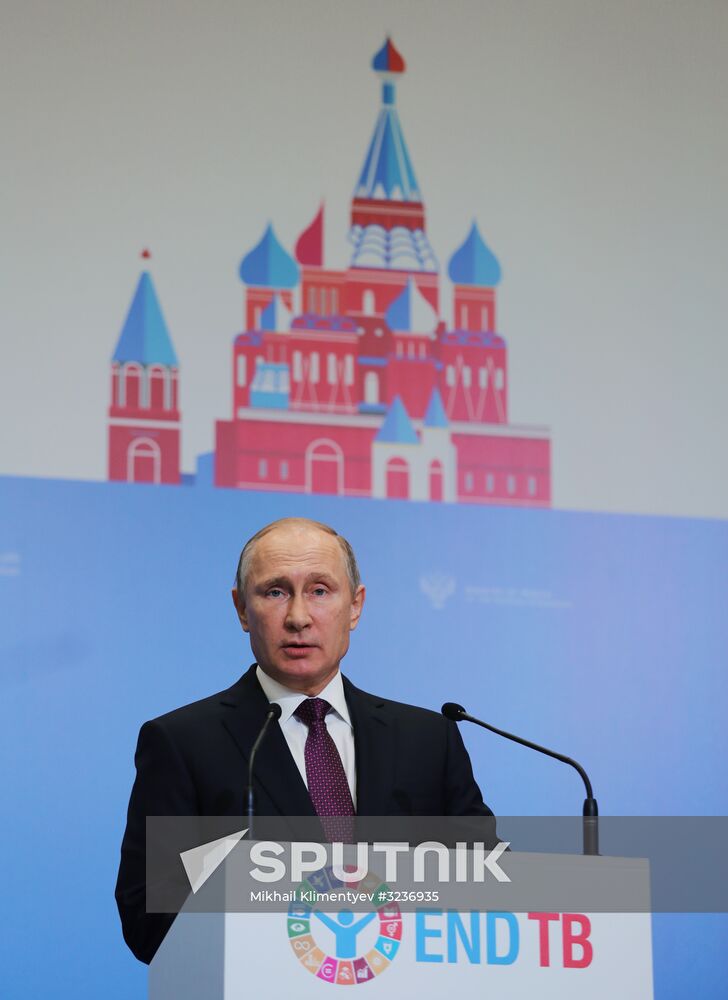 Russian President Vladimir Putin attends WHO Global Ministerial Conference