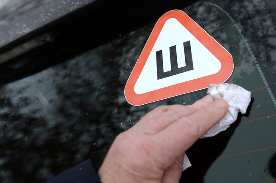 Demand for car stickers for studded tires increases with new traffic rule