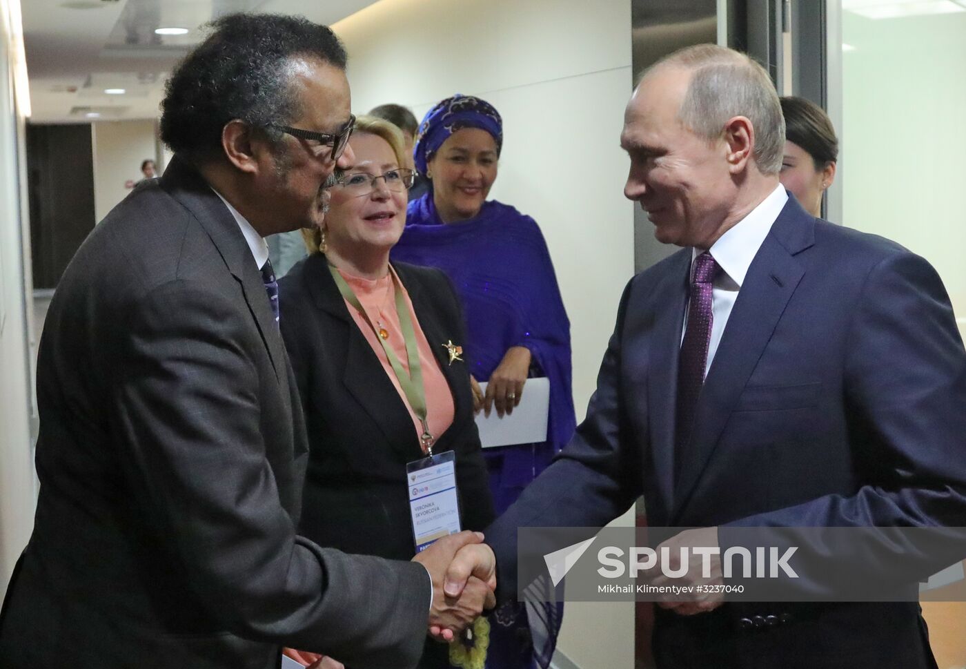 President Putin meets with WHO director-general Adhanom and Deputy Secretary-General of UN Mohammed