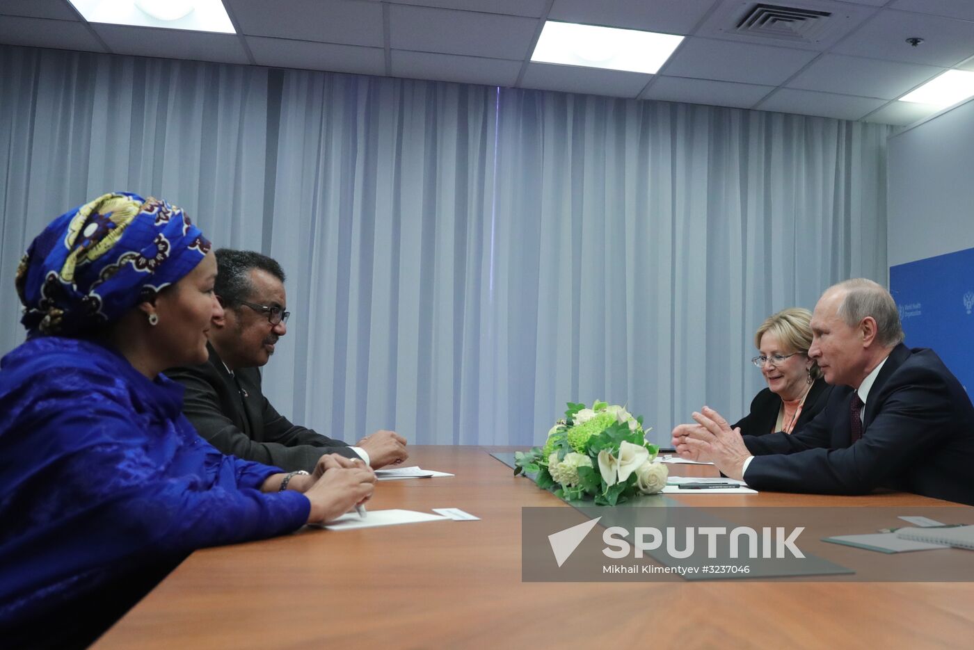 President Putin meets with WHO director-general Adhanom and Deputy Secretary-General of UN Mohammed