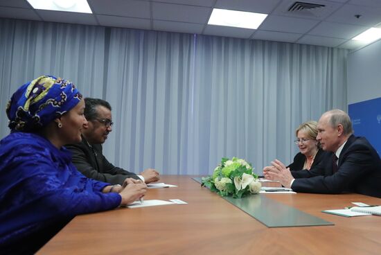 President Putin meets with WHO director-general Adhanom and Deputy Secretary-General of UN Mohammed