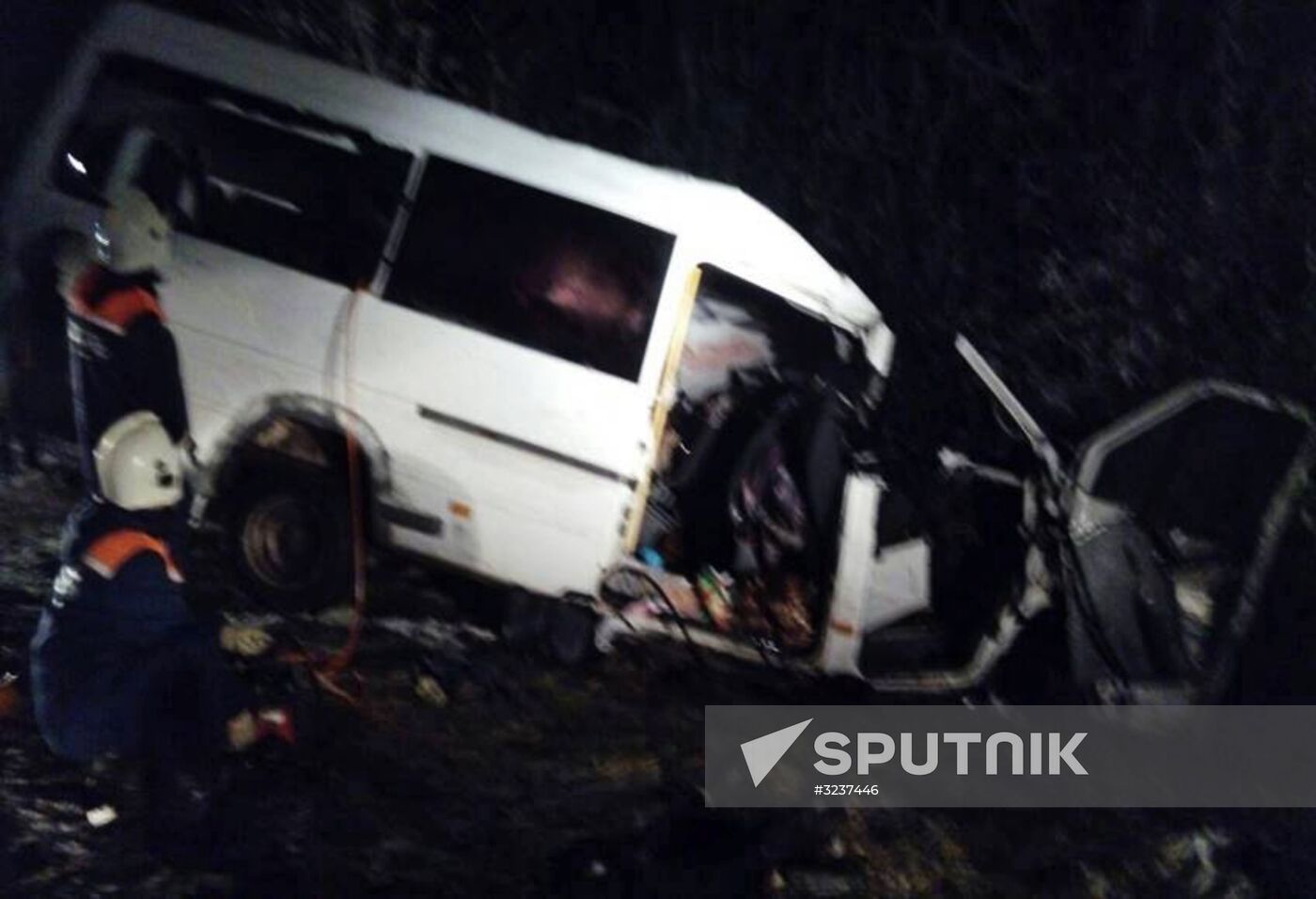 Log truck and minibus collide in Mari El