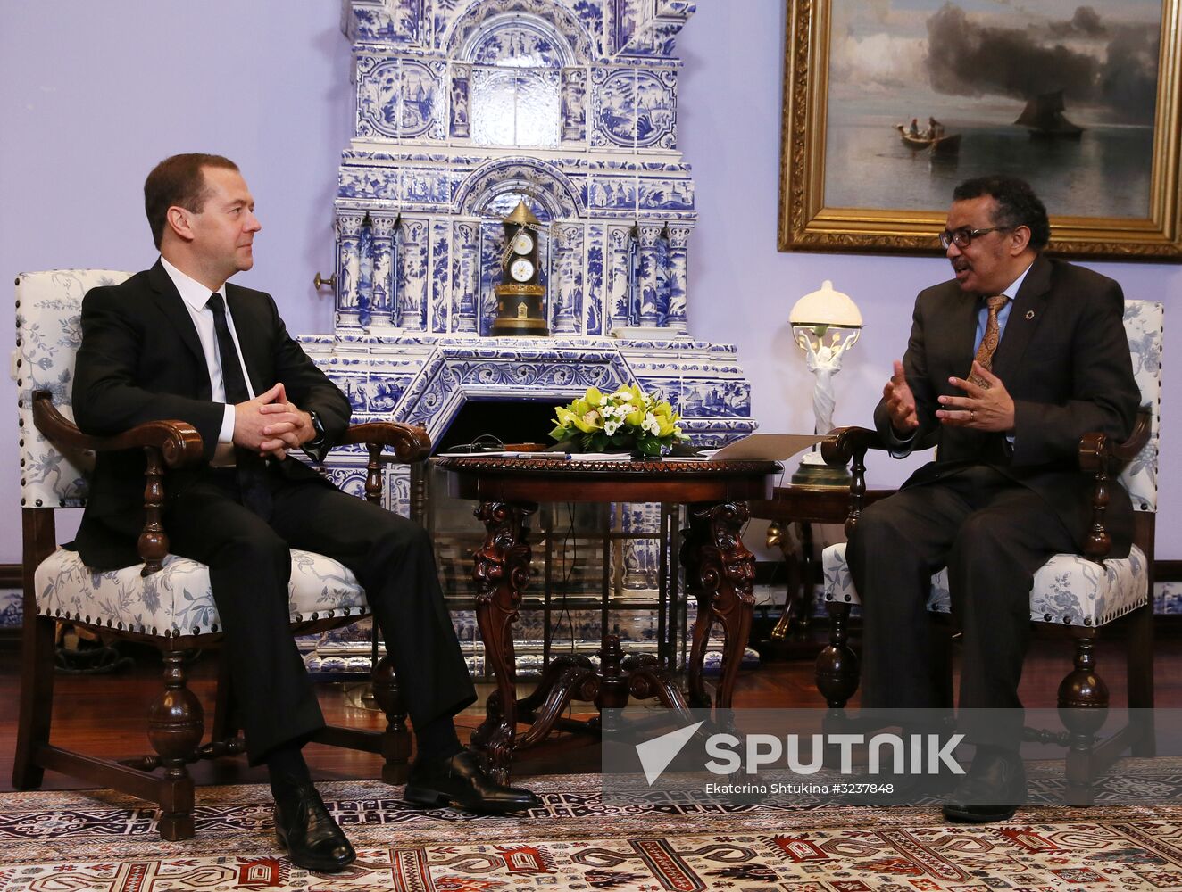 Prime Minister Dmitry Medvedev meets with the WHO Director-General