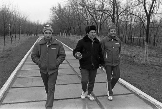 Cosmonauts Gennady Strekalov, Leonid Kizim and Oleg Makarov