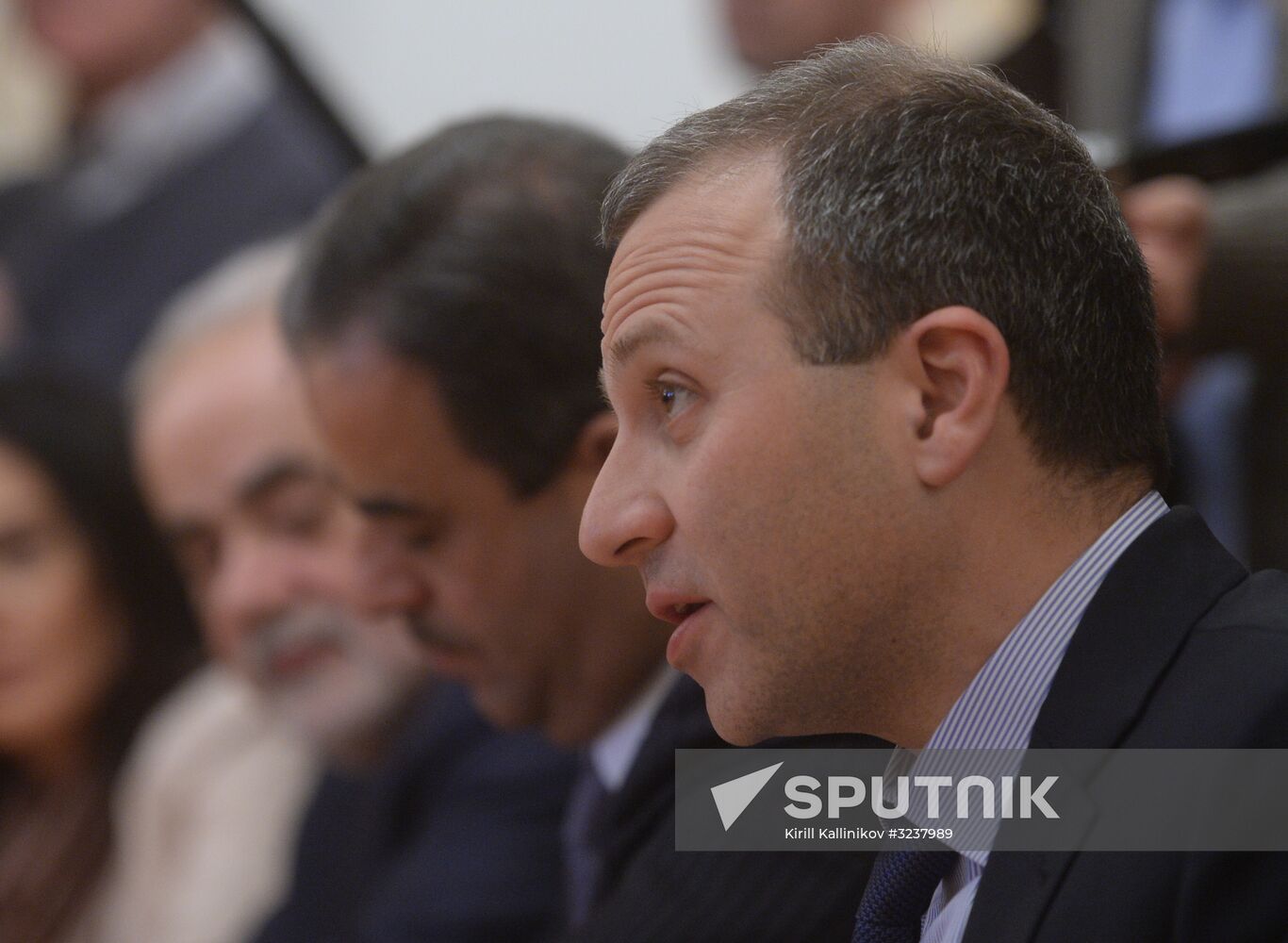 Russian Foreign Minister Sergei Lavrov and Lebanese Foreign Minister Gebran Bassil at meeting