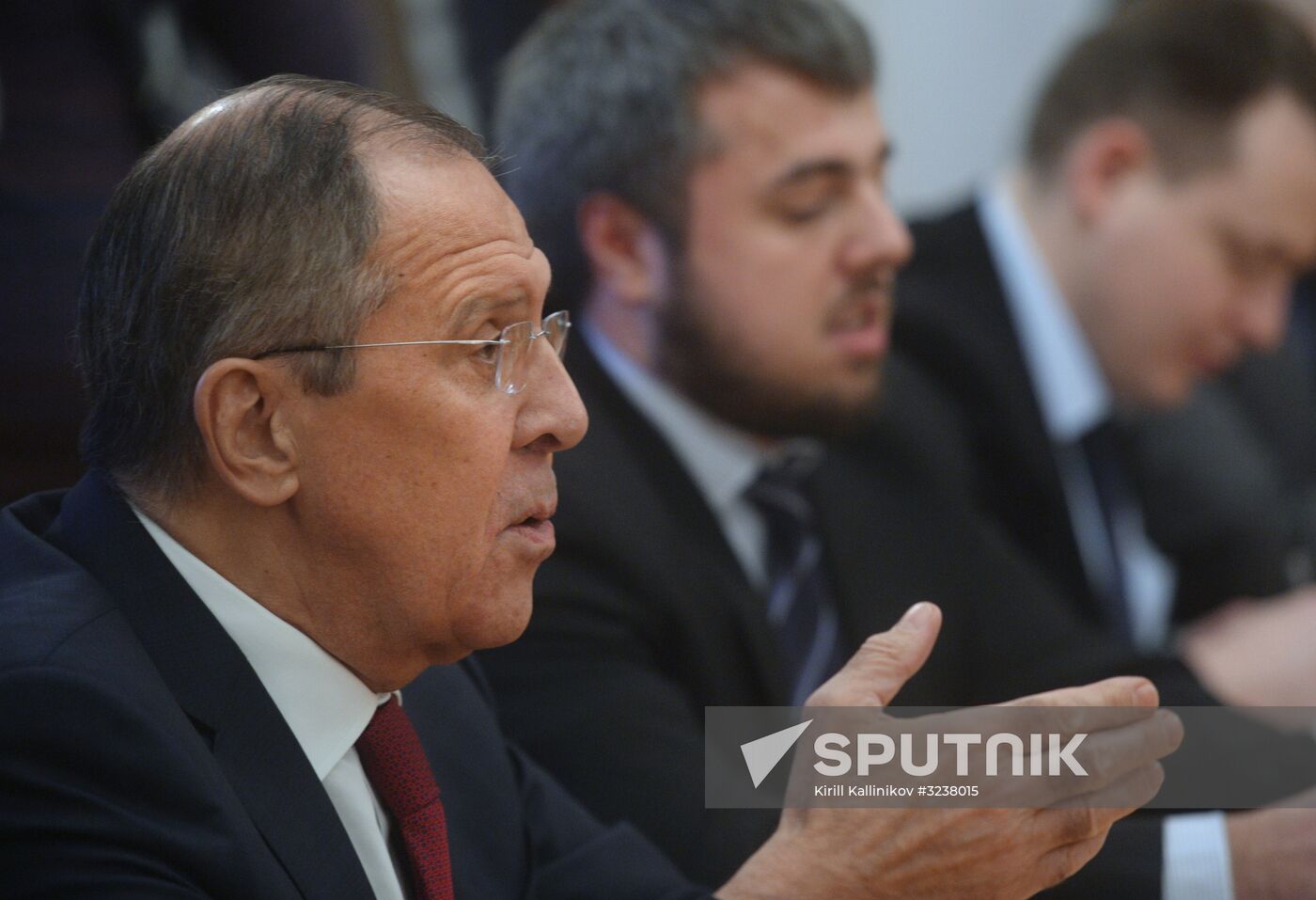 Russian Foreign Minister Sergei Lavrov and Lebanese Foreign Minister Gebran Bassil at meeting