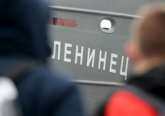 Launching Leninets trawler in Kaliningrad