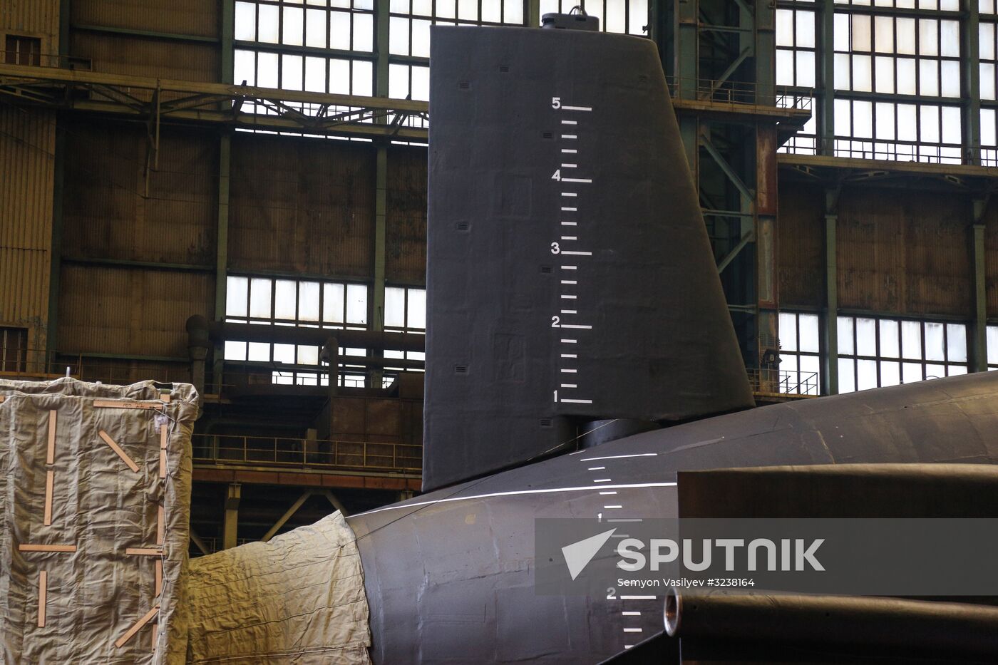 Launching Prince Vladimir nuclear-powered submarine cruiser in Severodvinsk