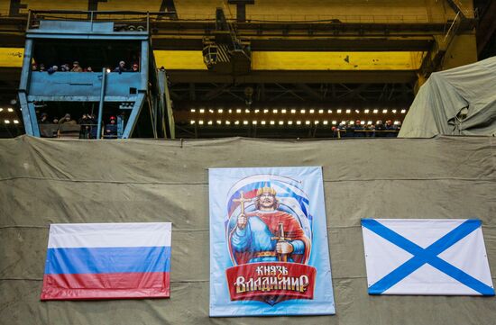 Launching Prince Vladimir nuclear-powered submarine cruiser in Severodvinsk