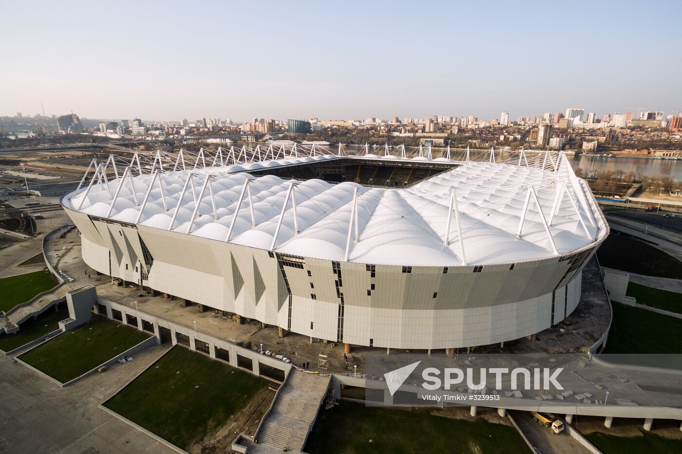 Rostov Arena football stadium under construction in Rostov-on-Don