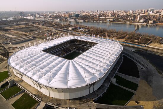 Rostov Arena football stadium under construction in Rostov-on-Don
