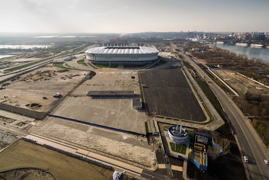 Rostov Arena football stadium under construction in Rostov-on-Don