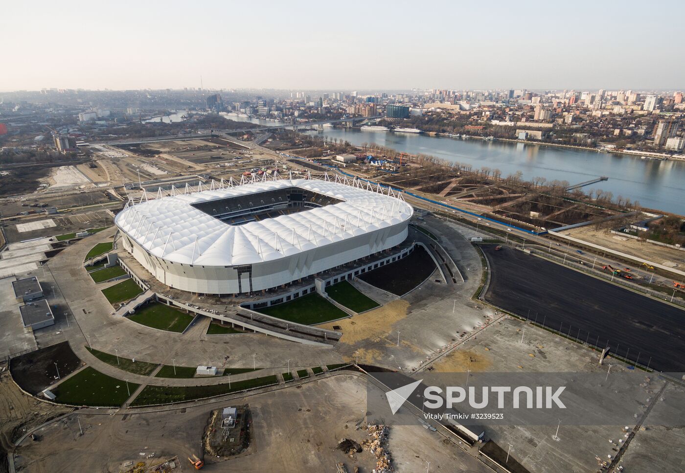 Rostov Arena football stadium under construction in Rostov-on-Don