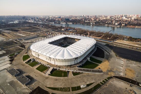 Rostov Arena football stadium under construction in Rostov-on-Don