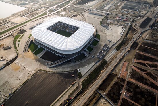 Rostov Arena football stadium under construction in Rostov-on-Don
