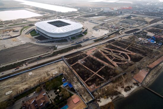Rostov Arena football stadium under construction in Rostov-on-Don