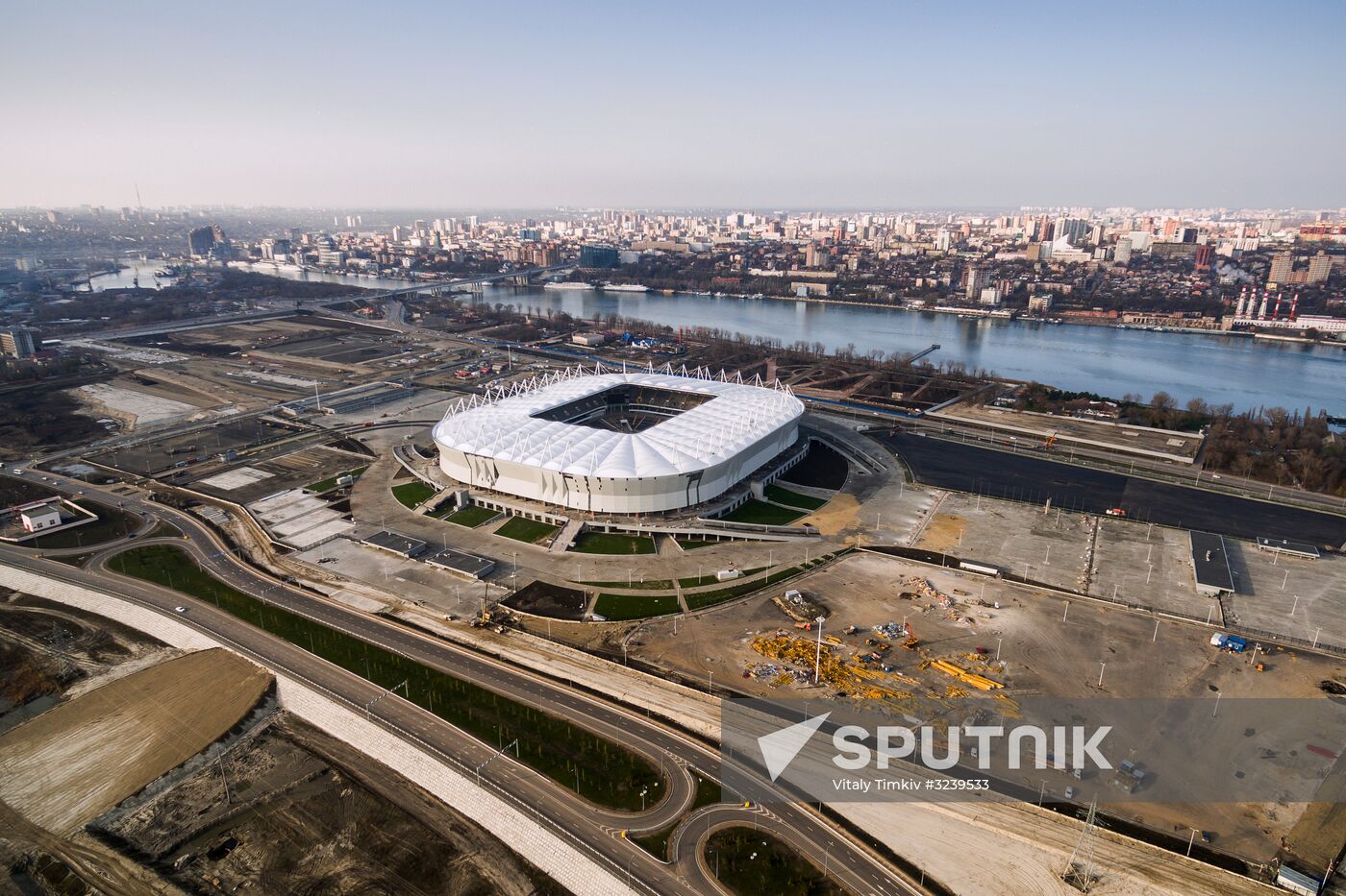 Rostov Arena football stadium under construction in Rostov-on-Don