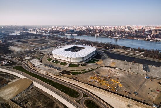 Rostov Arena football stadium under construction in Rostov-on-Don