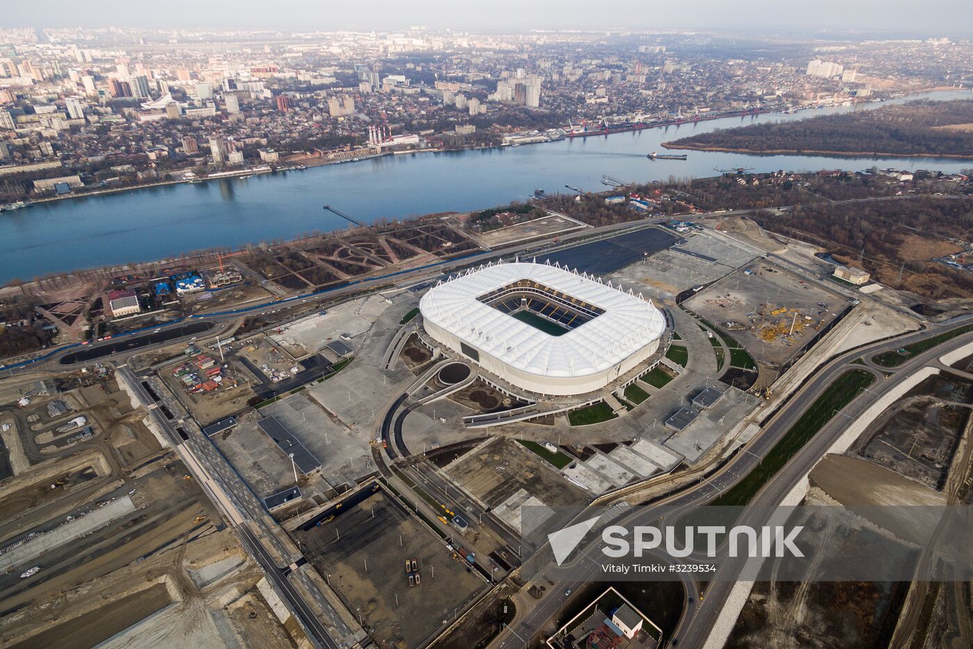 Rostov Arena football stadium under construction in Rostov-on-Don